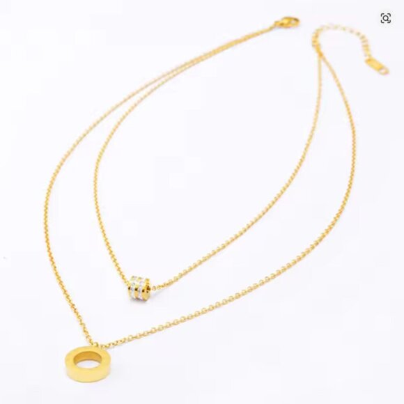 316L Stainless Steel Fashion Fine Jewelry 2 Layer Zircon Round Roman Numerals - Picture 5 of 7